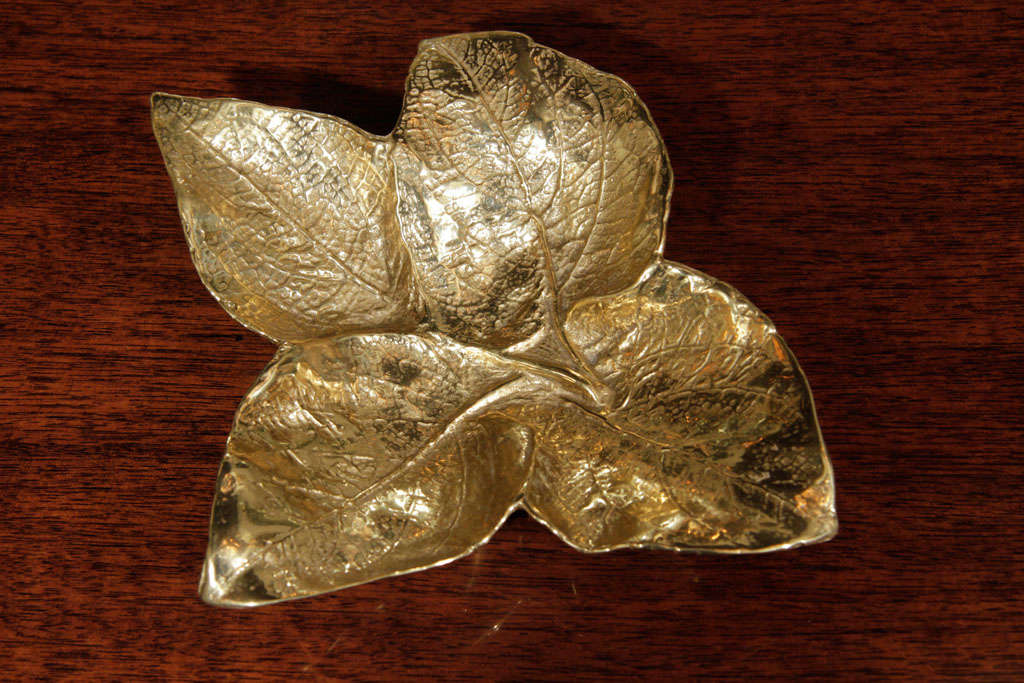 Rare Solid Brass Coleus Calavo Leaf Dish 5